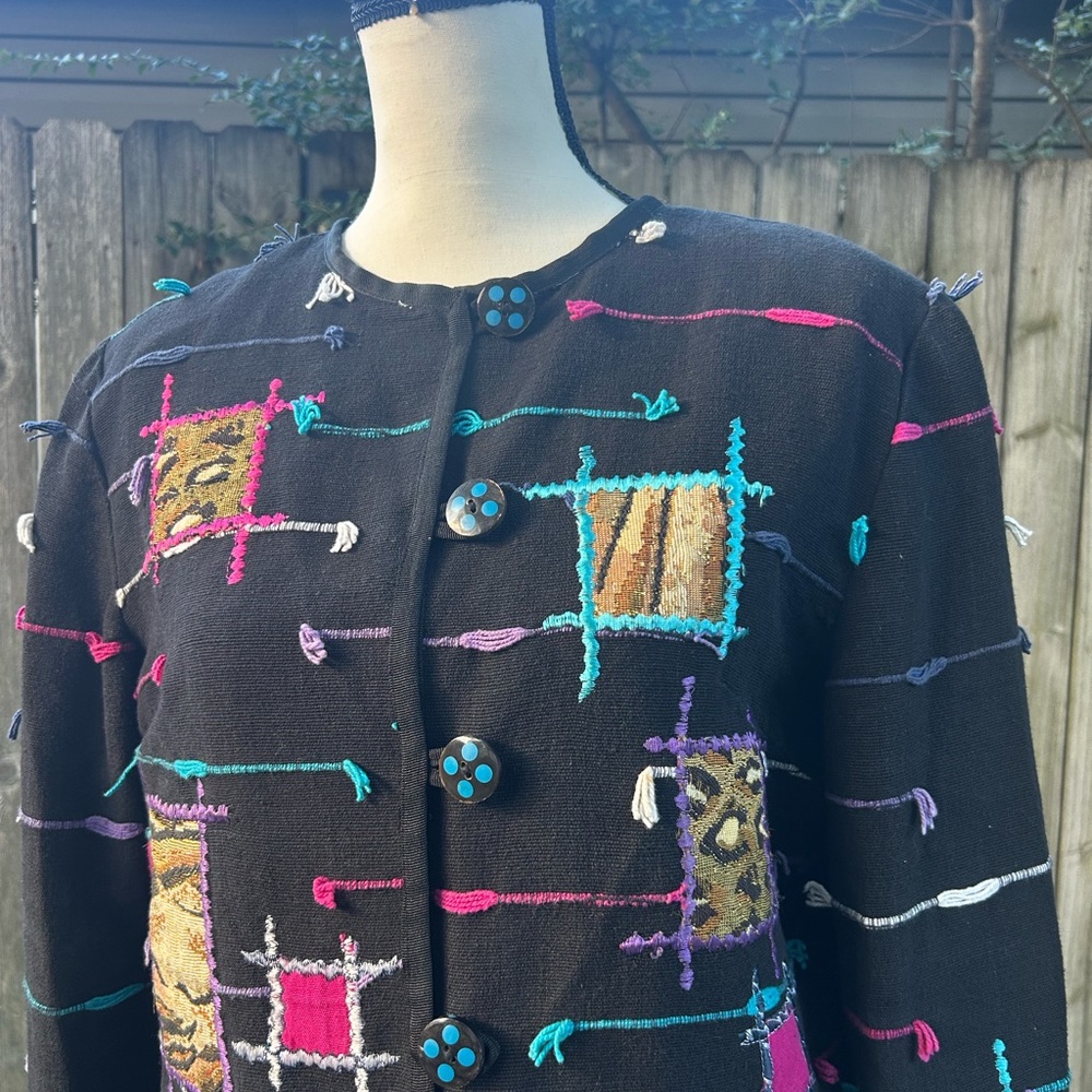 Colorful Patterned Button-Up Jacket - image 3